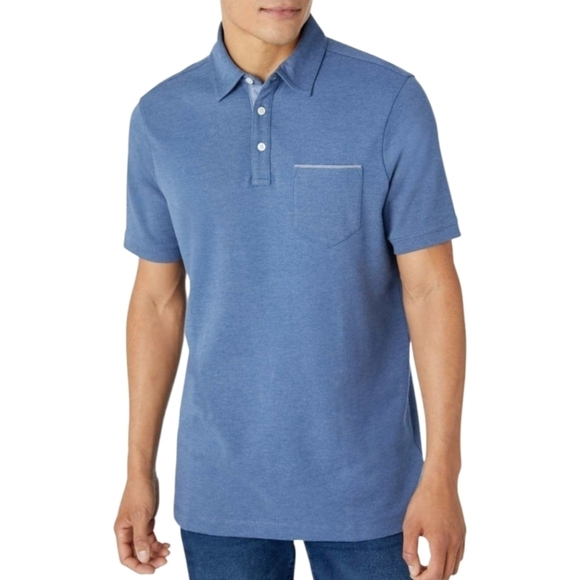 Tahari Men's Interlock Short Sleeve Golf Polo Shirt Size M Blue - Picture 1 of 9